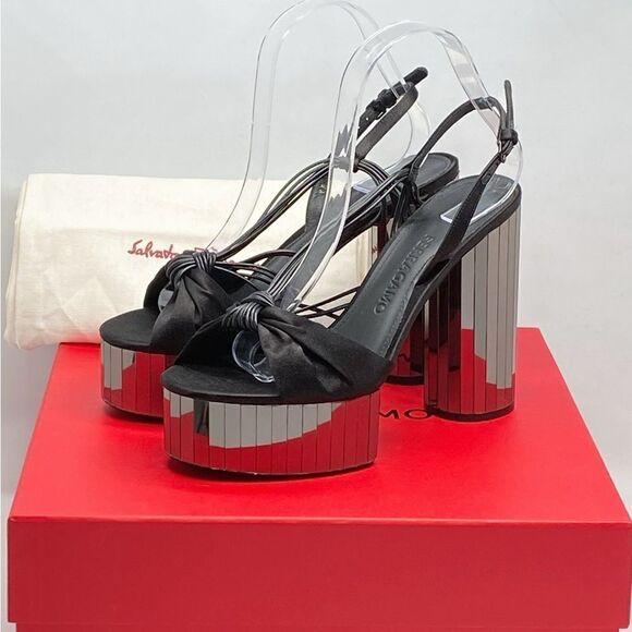 Ferragamo Sabina Mirror Platform High Heel Sandals size 8 - Picture 14 of 16